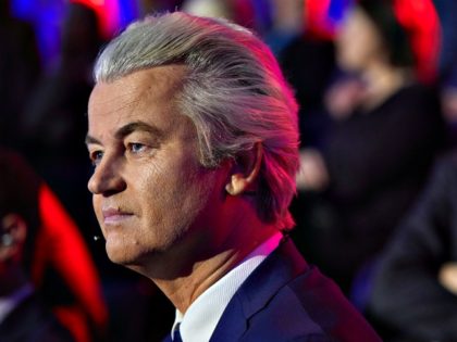 Geert Wilders of the Freedom Party (PVV) is pictured ahead of a televised debate between the eight top party leaders in The Hague on March 14, 2017, a day before the parliamentary elections. / AFP PHOTO / POOL / Phil NIJHUIS (Photo credit should read PHIL NIJHUIS/AFP/Getty Images)