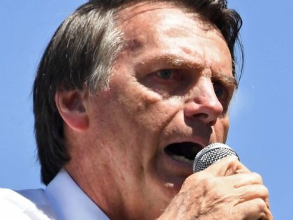 Brazilian right-wing presidential candidate Jair Bolsonaro speaks during a campaign rally