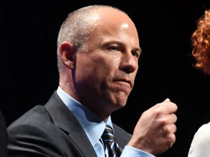 Attorney Michael Avenatti (C) and comedian Kathy Griffin speak at the 'How to Beat Trump'