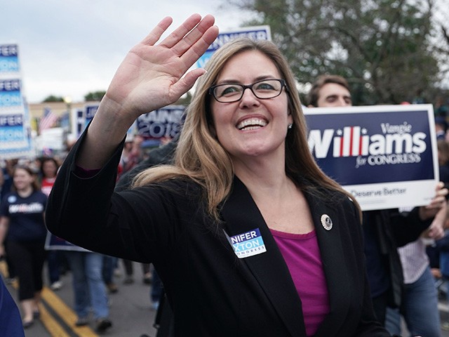 HAYMARKET, VA - OCTOBER 20: Democratic U.S. House candidate and Virginia State Sen. Jennifer Wexton (D-33rd District) participates in the annual Haymarket Day parade October 20, 2018 in Haymarket, Virginia. Wexton is challenging incumbent Rep. Barbara Comstock (R-VA) for the House seat that has been in Republican hands since 1981. Wexton is currently leading Comstock in the polls. (Photo by Alex Wong/Getty Images)