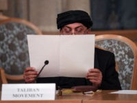 RUSSIA-AFGHANISTAN-CONFLICT-POLITICS Representatives of the Taliban attend international talks on Afghanistan in Moscow on November 9, 2018. (Photo by Yuri KADOBNOV / AFP) (Photo credit should read YURI KADOBNOV/AFP/Getty Images)