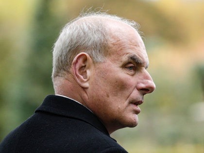 Retired United States Marine Corps general and White House Chief of Staff John F Kelly visits the Aisne-Marne American Cemetery and Memorial in Belleau, on November 10, 2018 as part of commemorations marking the 100th anniversary of the 11 November 1918 armistice, ending World War I. (Photo by Geoffroy VAN …