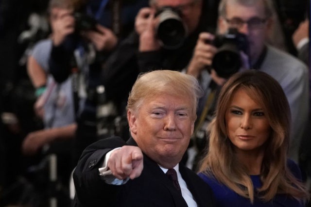 WASHINGTON, DC - NOVEMBER 16: U.S. President Donald Trump and first lady Melania Trump le