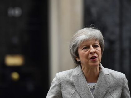 Britain's Prime Minister Theresa May gives a statement outside 10 Downing Street in c