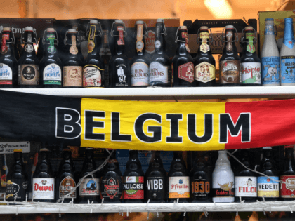 Belgian beers are displayed in a shop window in Brussels on February 8, 2018 (Photo by Emm