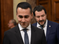 ROME, ITALY - JUNE 01: (L-R) Labor and Industry and Deputy PM Luigi Di Maio and Interior Minister and Deputy PM Matteo Salvini arrives to attend the first session of the council of ministers at Palazzo Chigi on June 1, 2018 in Rome, Italy. Law professor Giuseppe Conte has been …
