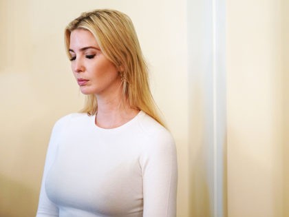 Senior advisor to the president Ivanka Trump watches as US President Donald Trump speaks d