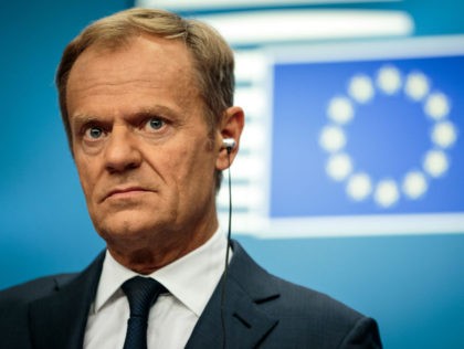 BRUSSELS, BELGIUM - JUNE 29: European Council President Donald Tusk gives a joint press conference with the President of the European Commission and Bulgaria's Prime Minister on the final day of the European Council leaders' summit on June 29, 2018 in Brussels, Belgium. European Leaders today discussed the ongoing Brexit …