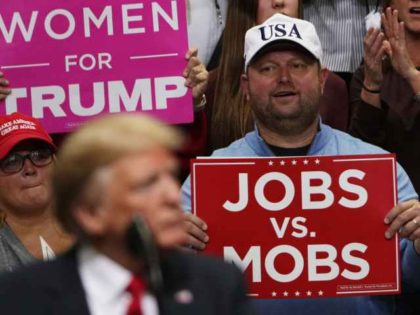 Jobs vs Mobs sign Trump Rally