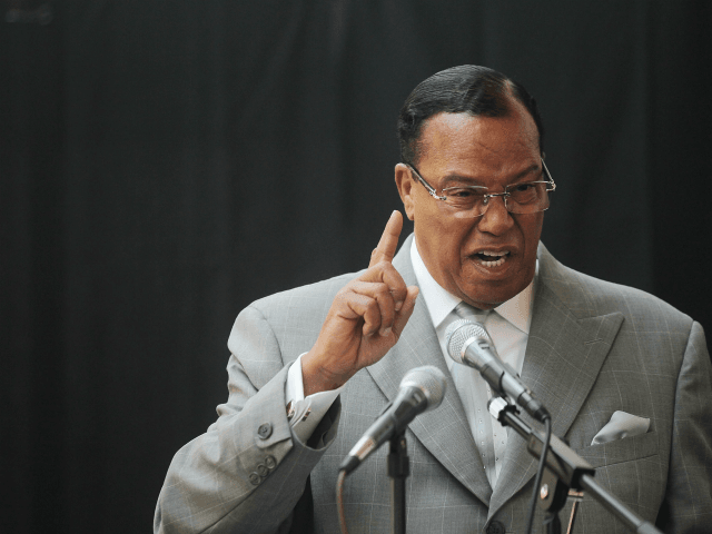Minister Louis Farrakhan, leader of the Nation of Islam, speaks at a press conference near