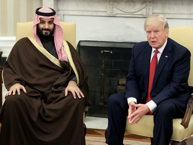 U.S. President Donald Trump (R) meets with Mohammed bin Salman, Deputy Crown Prince and Minister of Defense of the Kingdom of Saudi Arabia, in the Oval Office at the White House, March 14, 2017 in Washington, DC. (Photo by Mark Wilson/Getty Images)