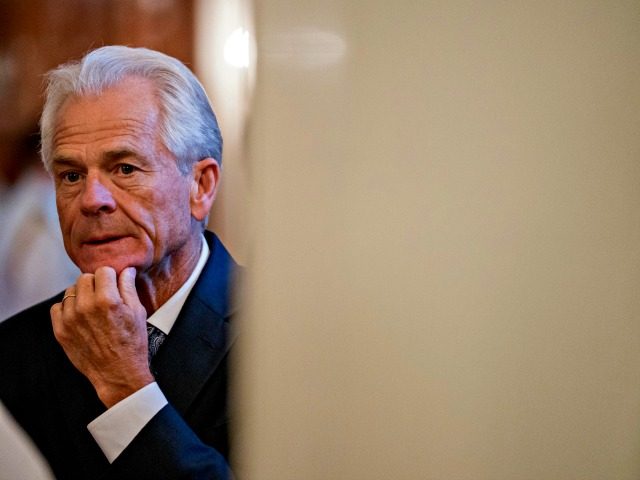 White House trade adviser Peter Navarro arrives for a ceremony where President Donald Trum