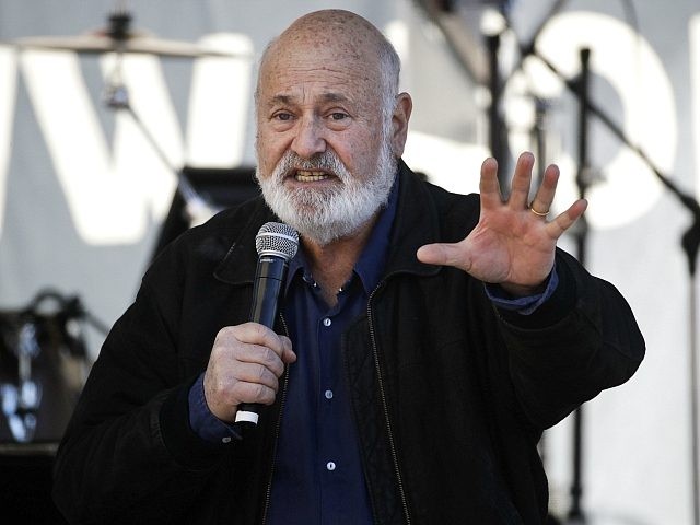 Director Rob Reiner speaks at a Women's March against sexual violence and the policies of the Trump administration Saturday, Jan. 20, 2018, in Los Angeles. (AP Photo/Jae C. Hong)