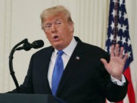 Trump-hand-up-White-House-press-conference-getty U.S. President Donald Trump speaks during a news conference a day after Americans voted in the midterm elections, in the East Room of the White House on November 7, 2018 in Washington, DC. Democrats have won control of the House of Representatives while Republicans remain in majority of U.S. Senate. …