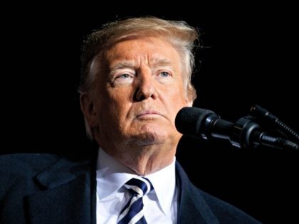 President Donald Trump speaks during a campaign rally at Columbia Regional Airport, Thursd