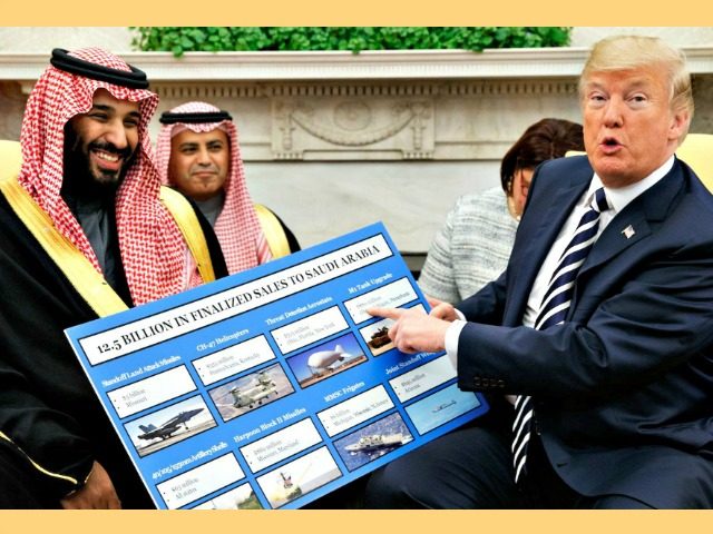 Trump, seen with Crown Prince Mohammed in the White House in March, has touted billions of dollars’ worth of arms deals with Saudis