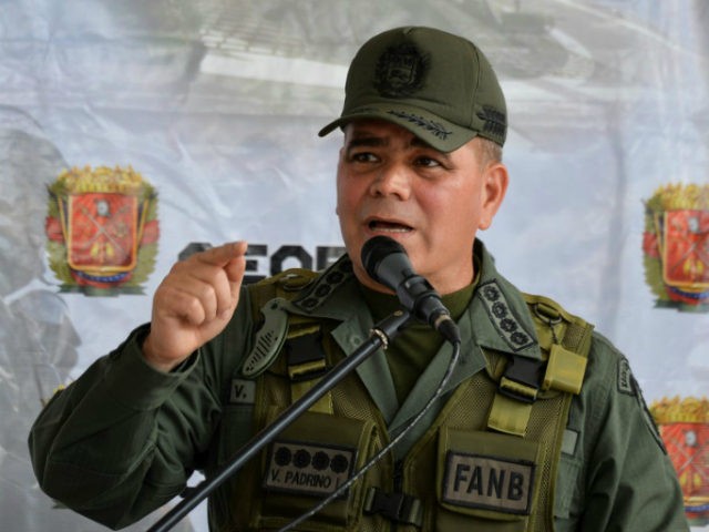 Venezuelan Defence Minister, general Vladimir Padrino Lopez, delivers a speech during the