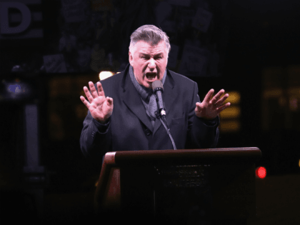 Actor Alec Baldwin impersonates Donald Trump during a 'We Stand United' anti-Trump rally o