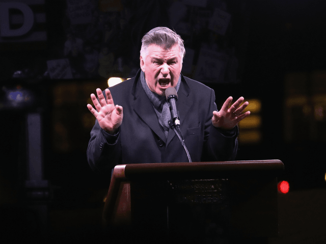 Actor Alec Baldwin impersonates Donald Trump during a 'We Stand United' anti-Trump rally o