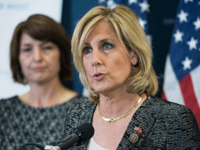 JULY 25: Rep. Claudia Tenney, R-N.Y., speaks during a news conference after a meeting of the House Republican conference in the Capitol on July 25, 2017. Cathy McMorris Rodgers, R-Wash., appears at left. (Photo By Tom Williams/CQ Roll Call)