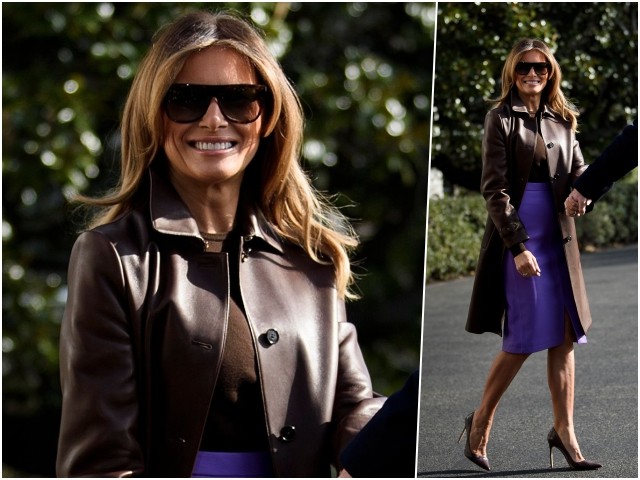 Fashion Notes: Melania Trump En Route to G20 in Ralph Lauren Leather Coat