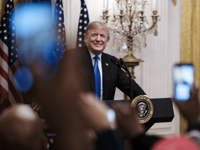 U.S. President Donald Trump addresses young black conservative leaders from across the cou