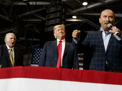 President Donald Trump and Rush Limbaugh, look to Lee Greenwood as he sings "I'm Proud to