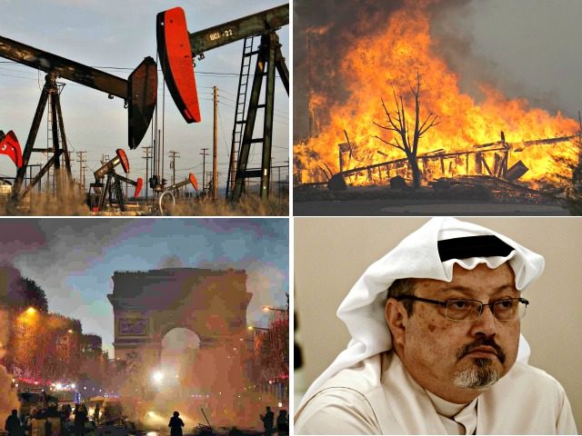 oil drilling, wildfires, Paris riots, Kashogi