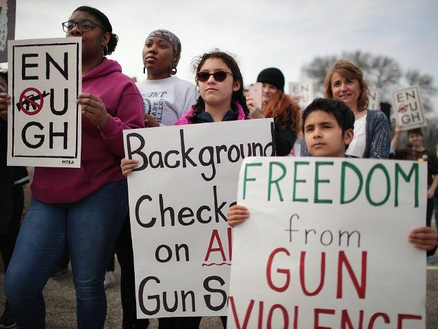 JANESVILLE, WI - MARCH 28: People join a rally to show support for students who finished the last leg of a 50-mile journey in the hometown of House Speaker Paul Ryan (R-WI) to call attention to gun violence on March 28, 2018 in Janesville, Wisconsin. About 40 students from around …