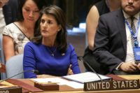 United States ambassador to the UN Nikki Haley, pictured at a Security Council meeting in New York on August 28, 2018, dismissed the vote as a "waste of everyone's time" United States ambassador to the UN Nikki Haley, pictured at a Security Council meeting in New York on August 28, 2018, dismissed the vote as a "waste of everyone's time"