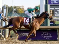 Accelerate, ridden by Joel Rosario, wins the Breeders' Cup Classic on Saturday at Churchill Downs