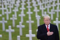 US President Donald Trump takes part in a ceremony at the American Cemetery of Suresnes, outside Paris, on November 11, 2018 as part of Veterans Day and commemorations marking the 100th anniversary of the 1918 armistice ending World War I