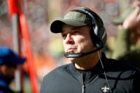 New Orleans Saints coach Sean Payton on the sidelines Sunday at Cincinnati after shattering a blaring fire alarm in the locker room before the game