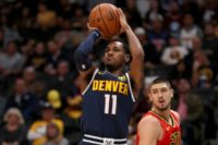 Denver's Monte Morris puts up a shot in the Nuggets' blowout win over the Atlanta Hawks