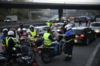 "Yellow vest" protesters angry over high fuel prices snarled traffic on the ring road around Paris on Saturday