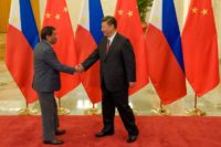 President Rodrigo Duterte -- seen here with Chinese President Xi Jinping in 2017 -- has rattled the Philippines' century-old bond with the US while courting trade and investment from Beijing