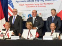 Betsy-Devos-swiss-sign-MOU-apprenticeships-facebook Secretary DeVos, Ivanka Trump, Secretary Acosta, Secretary Ross, and Swiss Economics Minister Johann N. Schneider-Ammann joined together to sign an MOU encouraging cooperation between the Switzerland and the U.S. in the field of apprenticeships.