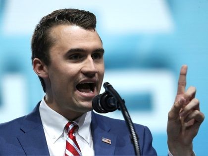 DALLAS, TX - MAY 04: Charlie Kirk, founder and executive director of Turning Point USA, speaks at the NRA-ILA Leadership Forum during the NRA Annual Meeting & Exhibits at the Kay Bailey Hutchison Convention Center on May 4, 2018 in Dallas, Texas. The National Rifle Association's annual meeting and exhibit …