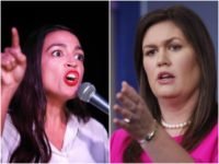 Collage-Ocasio-Cortez-Sarah-Sanders-getty-ap Collage of Alexandria Ocasio-Cortez and Sarah Sanders