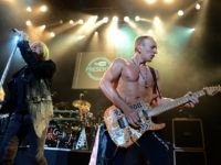 WEST HOLLYWOOD, CA - JUNE 06: Def Leppard's Joe Elliott and Phil Collen perform at YouTube Presents Def Leppard At The House Of Blues at House of Blues Sunset Strip on June 6, 2012 in West Hollywood, California. (Photo by Frazer Harrison/Getty Images)