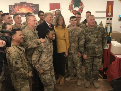 President Donald Trump and Melania Trump visit U.S. troops at Andrews Air Force Base on De