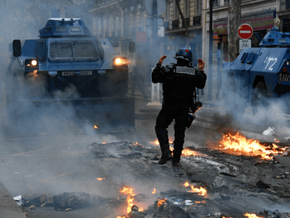 Viral Video Shows EU-branded Armoured Vehicle Crushing Paris Protests