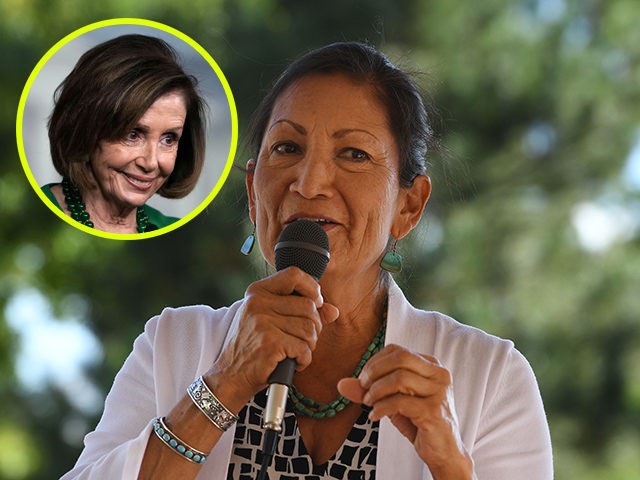 (INSET: Nancy Pelosi) Native American candidate Deb Haaland who is running for Congress in