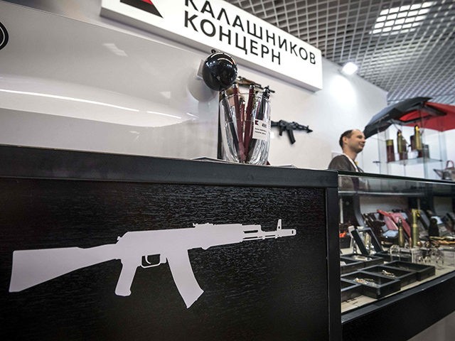 Merchandise is seen at the Kalashnikov Group store on Arbat street in Moscow on October 14