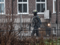 Police is seen outside Hassleholm Technical School in Haesselholm, Sweden after an explosion on December 20, 2018. - According to medias, a 20-year-old man has been arrested on suspicion of terrorism-related crimes. (Photo by Johan NILSSON / TT News Agency / AFP) / Sweden OUT (Photo credit should read JOHAN …