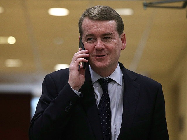 WASHINGTON, DC - APRIL 07: U.S. Sen. Michael Bennet (D-CO) leaves after a closed briefing on the airstrikes against Syria by Chairman of the Joint Chiefs Gen. Joe Dunford April 7, 2017 at the Capitol in Washington, DC. Dozens of Tomahawk cruise missiles were launched by the U.S. targeting an …