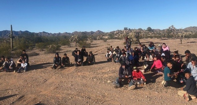 Large group of Central American migrants apprehended by Casa Grande Station Border Patrol agents.