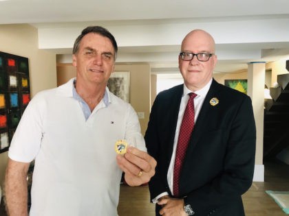 Brazil's President-elect Jair Bolsonaro meets with Orlando Gutierrez-Boronat of the Assemb