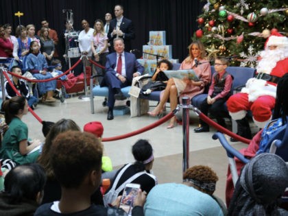irst lady Melania Trump reads Oliver the Ornament Christmas story to hospital children (Photo Credit: Michelle Moons/Breitbart News).