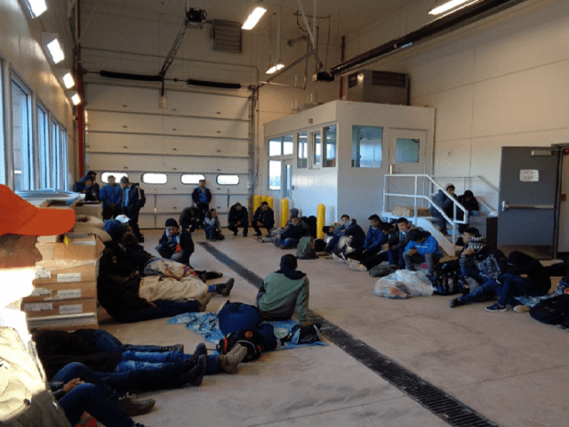 Photo of Migrants being detained at Antelope Wells Forward Operating Base, New Mexico. (Ph